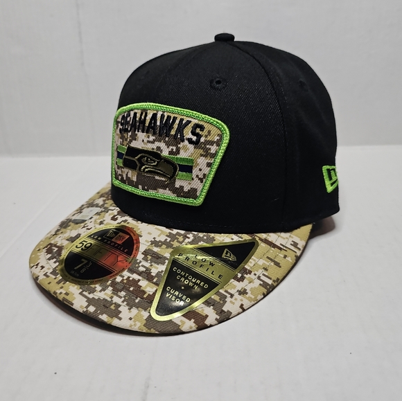 Seattle Seahawks New Era 2021 Salute To Service Low Profile 59FIFTY Hat 7-3/8 - Picture 1 of 6